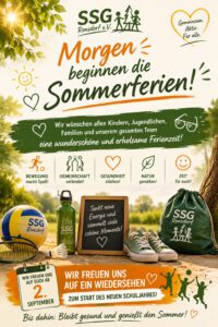 Sommerferien-Grüße der SSG Ronsdorf e.V. mit Trainingsstart am 2. September