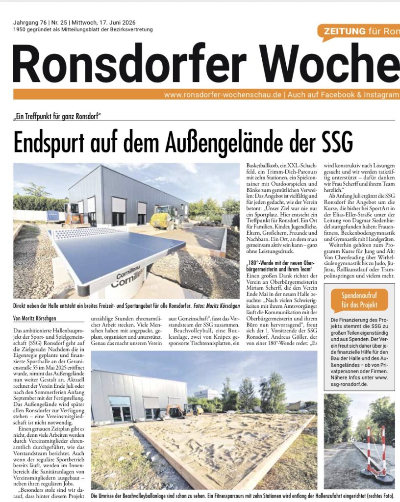 Ronsdorfer Wochenschau berichtet über den Fortschitt der Bauarbeiten an unserem Außengelände.